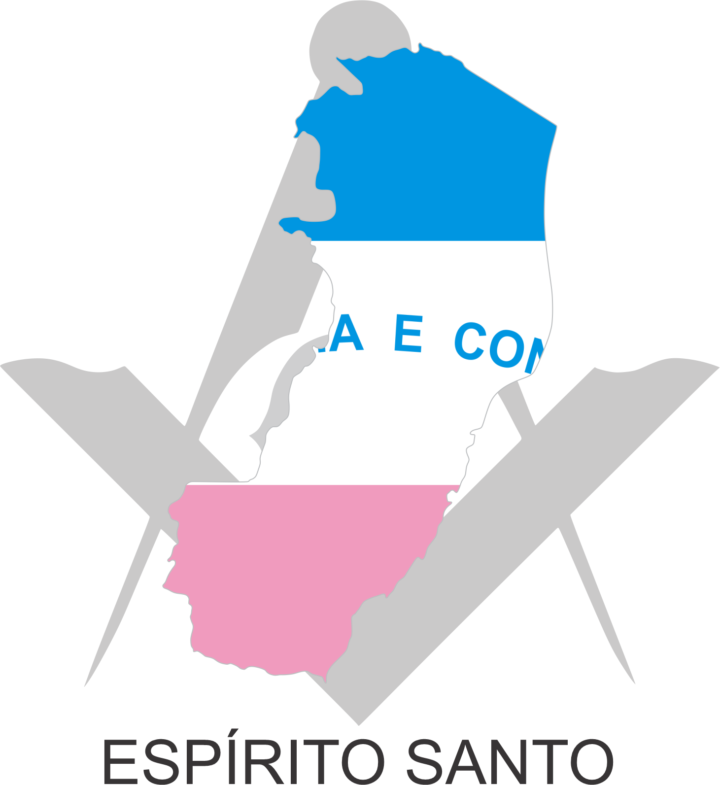 Bandeira do Estado do Espírito Santo sobre um esquadro e compasso